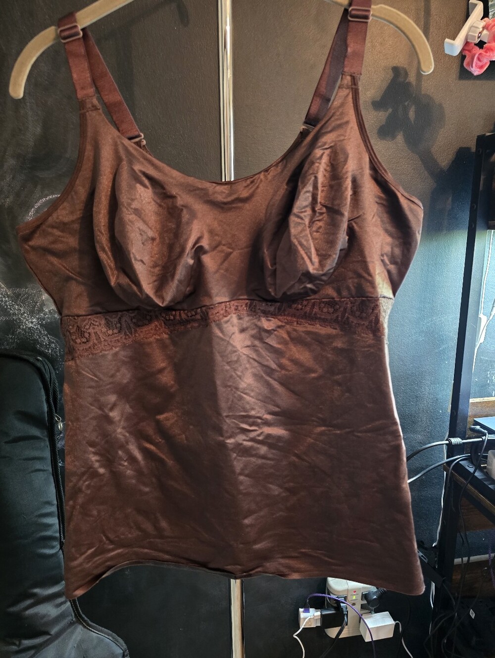 Ruby Ribbon Brown Lace Cami Size 46